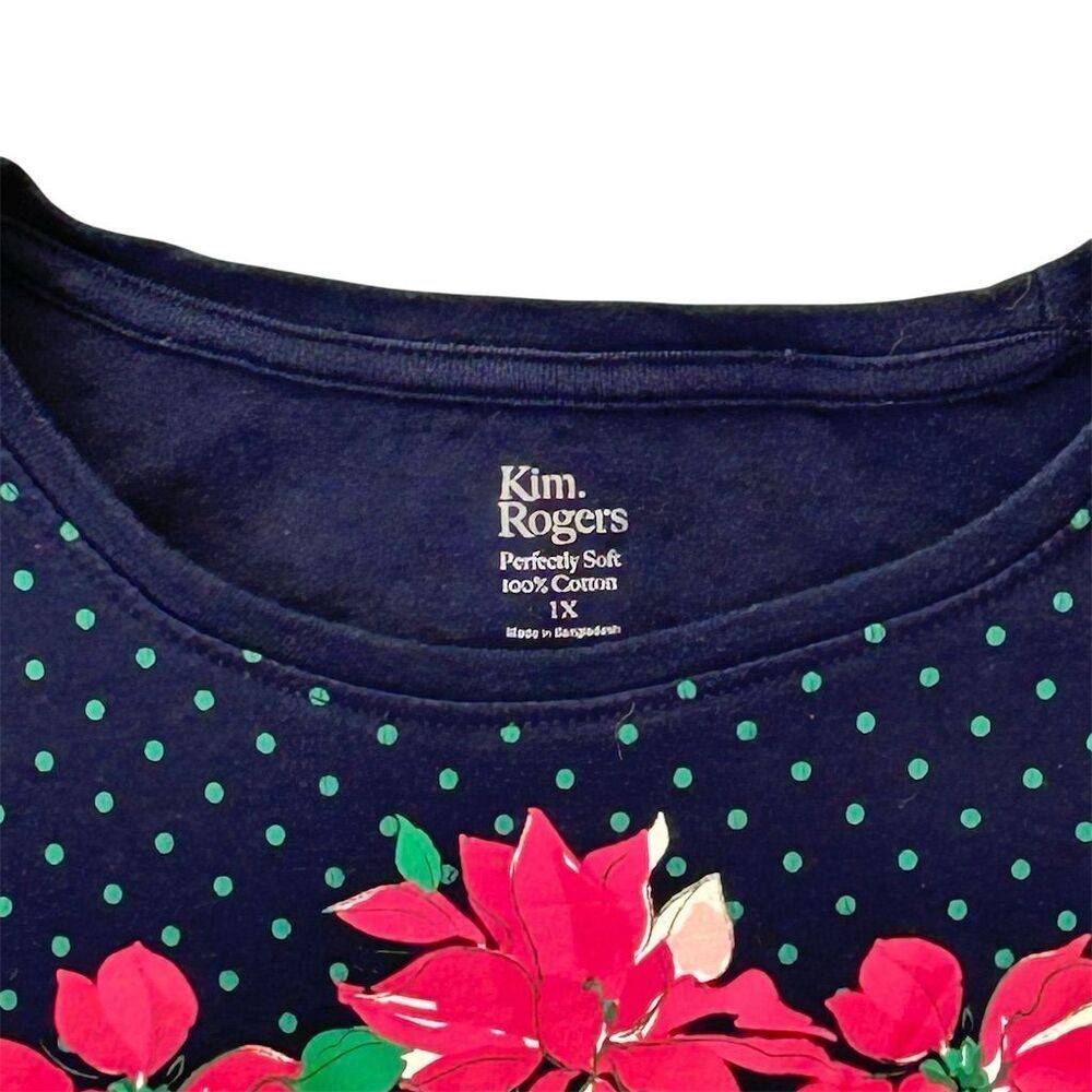 Kim Rogers Women's 3/4 Sleeve Floral Graphic Top Multicolor Size 1X - Picture 4 of 6